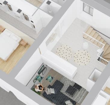 house seen from above in 3D